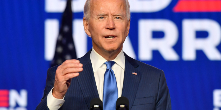 Democratic presidential nominee Joe Biden delivers remarks at the Chase Center in Wilmington, Delaware, on November 6, 2020. - Three days after the US election in which there was a record turnout of 160 million voters, a winner had yet to be declared. (Photo by ANGELA WEISS / AFP) (Photo by ANGELA WEISS/AFP via Getty Images)